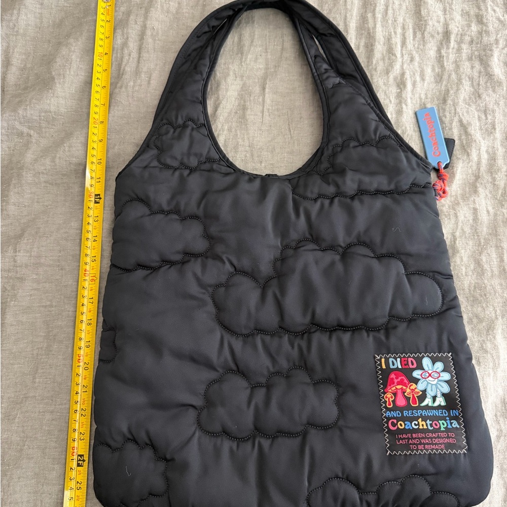 Coachtopia Black Quilted Tote Bag with Patch - Picture 3 of 4